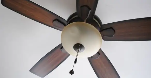 Fully installed ceiling fan with balanced blades and light fixture in Pasadena, CA