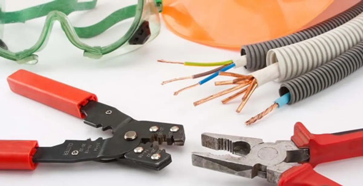 Electrical wiring repair with professional tools and safety equipment in La Canada Flintridge, CA